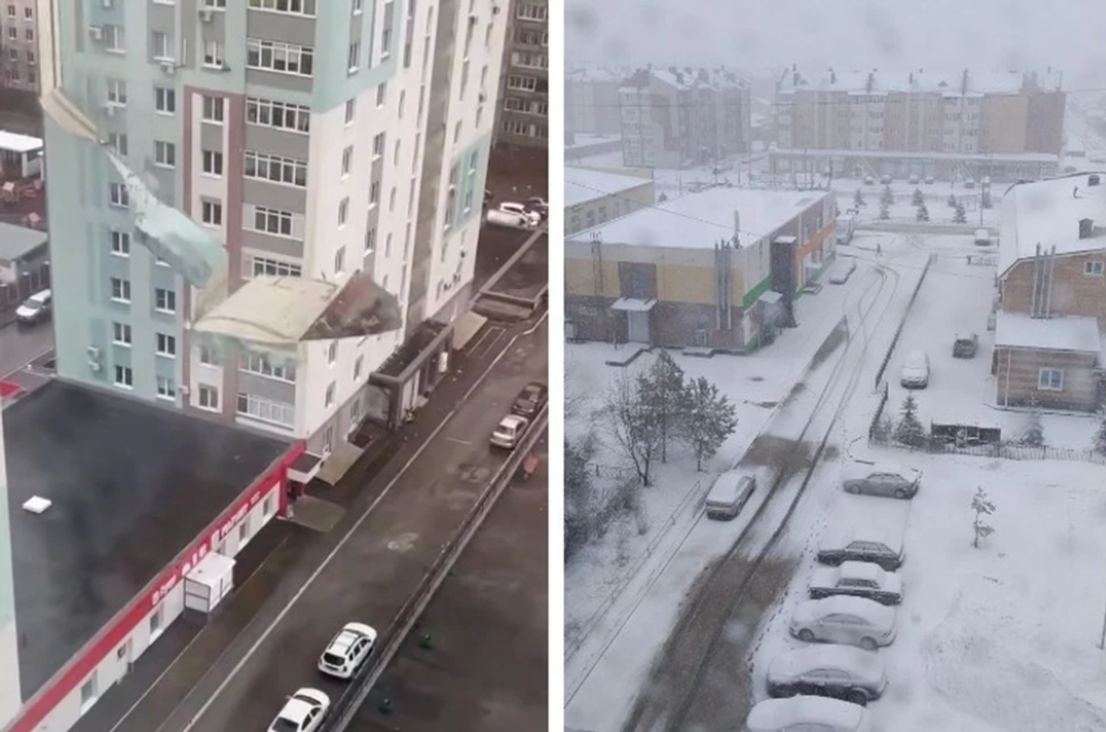 На Уфу обрушился сильный ветер, на Нефтекамск - снег